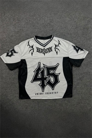 Beyaz Anime Berserk Guts 45 Number V Yaka Unisex Forma