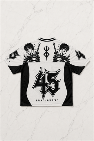 Beyaz Anime Berserk Guts 45 Number V Yaka Unisex Forma