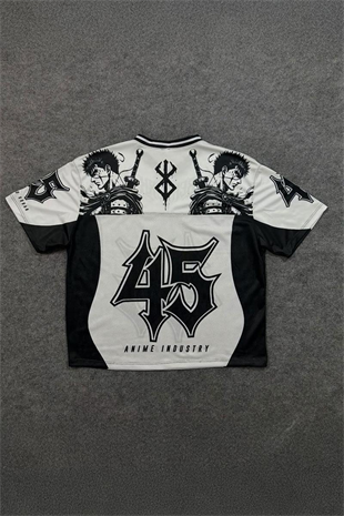 Beyaz Anime Berserk Guts 45 Number V Yaka Unisex Forma