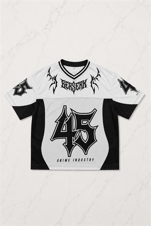 Beyaz Anime Berserk Guts 45 Number V Yaka Unisex Forma