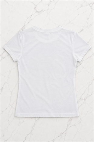 Beyaz Girl İn Flowers Kısa Kollu Crop