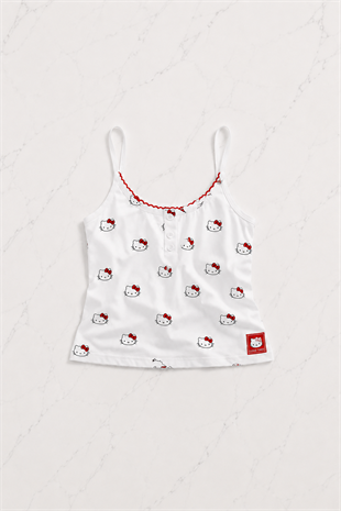 Beyaz Hello Kitty Aesthetic Red Alt Üst Takım