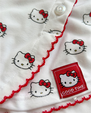 Beyaz Hello Kitty Aesthetic Red Alt Üst Takım