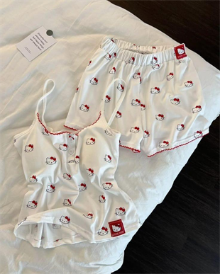 Beyaz Hello Kitty Aesthetic Red Alt Üst Takım