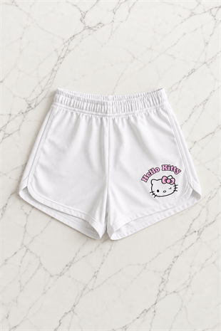 Beyaz Hello Kitty Tam Boy Bluz Şort Alt Üst Takım