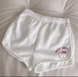 Beyaz Hello Kitty Tam Boy Bluz Şort Alt Üst Takım