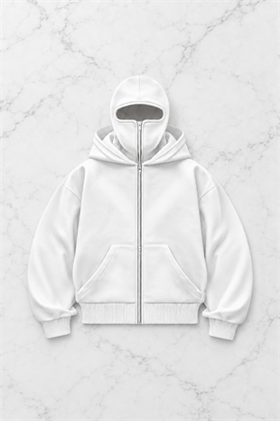 Beyaz Ölüm Meleği Baskılı Kar Maskeli Unisex Sweatshirt Hırka