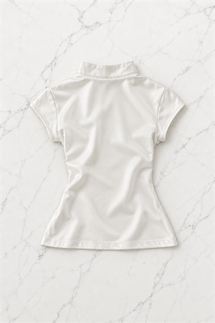 Beyaz Qipao Vintage Pencere Detaylı Y2K Kısa Kollu Crop