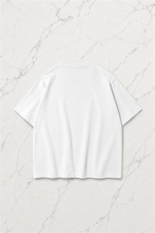 Beyaz Skeleton Kısa Kol Oversize T-Shirt