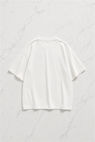 Beyaz Strawberries Baskılı Kısa Kol Oversize T-Shirt
