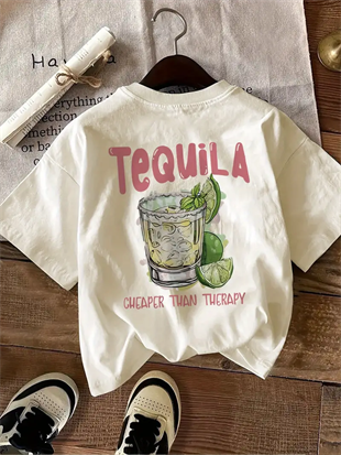 Beyaz Tequila Kısa Kol Oversize T-Shirt
