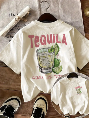 Beyaz Tequila Kısa Kol Oversize T-Shirt