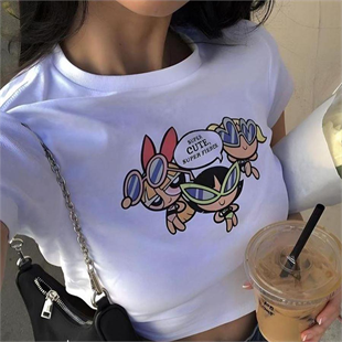 Beyaz The Powerpuff Girls - Super Cute Super Fierce Yarım T-Shirt