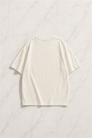 Beyaz Tuledai Hip Hop Kısa Kol Oversize T-Shirt