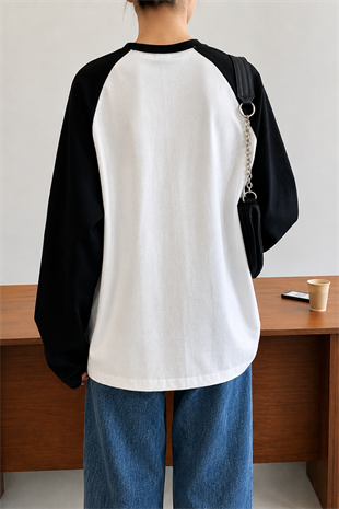 Beyaz Unisex Reglan Chill Day Uzun Kol T-Shirt