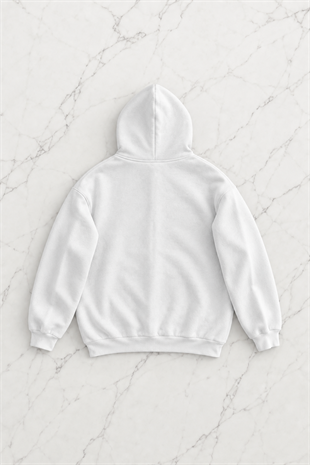 Beyaz Unisex Süzene Kabartmalı Oversize Hırka