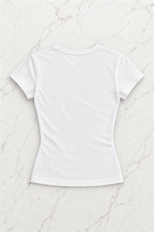 Beyaz Vintage Anime Misa Amane Saint Kısa Kollu Crop