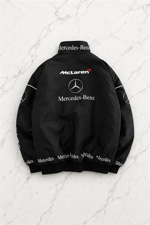 Black McLaren Desenli Unisex Bomber Ceket