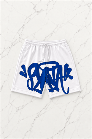 Blue Street Graffiti Beyaz Unisex T-shirt & Şort Takım