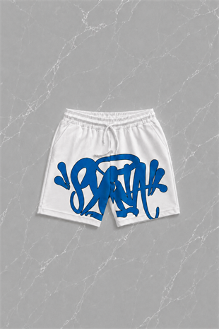 Blue Street Graffiti Beyaz Unisex T-shirt & Şort Takım