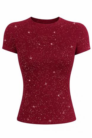 Bordo Cris Sim Detaylı Tam Boy Bluz