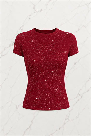 Bordo Cris Sim Detaylı Tam Boy Bluz