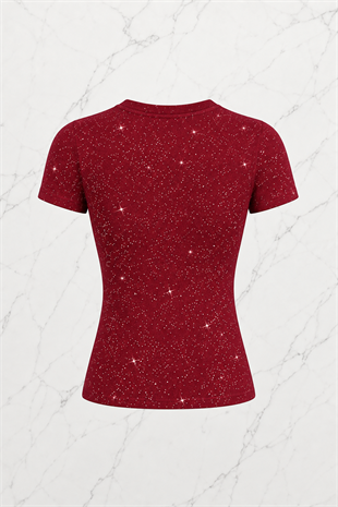 Bordo Cris Sim Detaylı Tam Boy Bluz