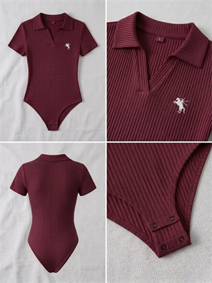 Bordo Polo Yaka Fitilli Likralı Premium Zıbın