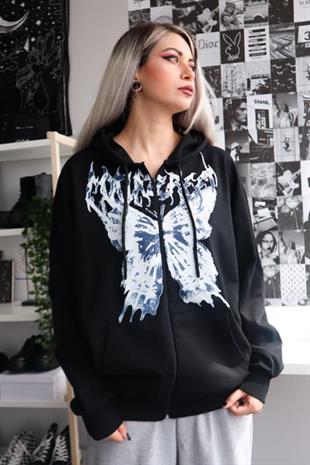 Butterfly Detail Oversize Unisex Sweatshirt