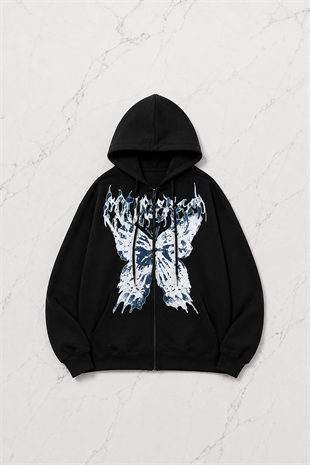 Butterfly Detail Oversize Unisex Sweatshirt