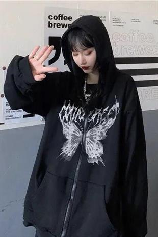 Butterfly Detail Oversize Unisex Sweatshirt