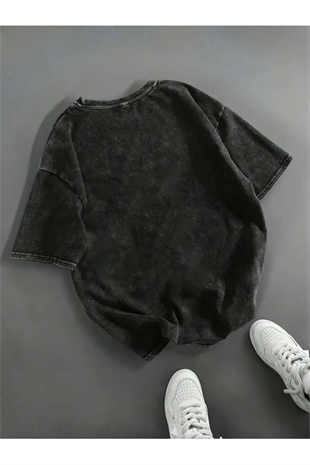 Cappuccino Ballerina Baskılı Yıkamalı Vintage Unisex Oversize T-Shirt