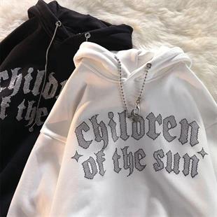 Siyah Children Of The Taş Baskılı Oversize Unisex Sweatshirt