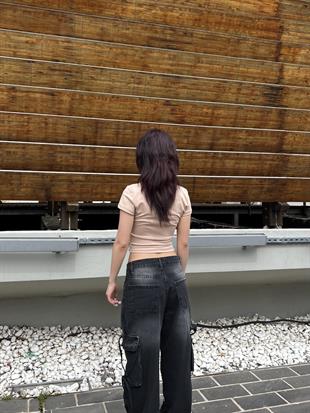 Classic Bej Sandy Detail Crop Top