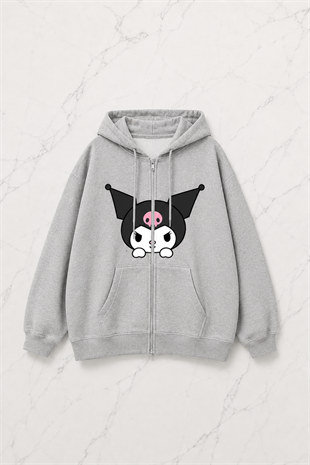 Cute Kuromi Detail Oversize Unisex Sweatshirt