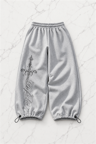 Defeat Gothic Detaylı Baggy Unisex Eşofman Altı