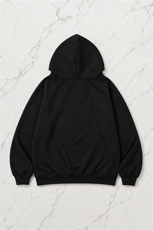Devil Angel Cry Siyah Kapüşonlu Oversize Unisex Hırka