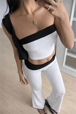 Electra Beyaz Straplez Tayt Takım