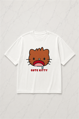 (Erkek) Cute Kitty Oversize Unisex T-shirt