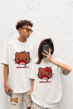 (Erkek) Cute Kitty Oversize Unisex T-shirt