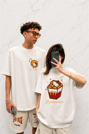 (Erkek) Hello Kitty Pop Corn Oversize Unisex T-shirt
