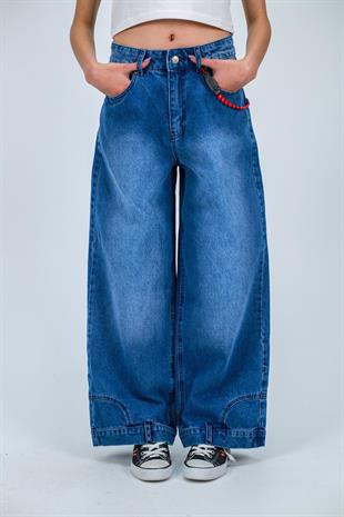 Flip Up Detail Baggy Yıkamalı Pantolon