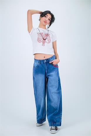 Flip Up Detail Baggy Yıkamalı Pantolon