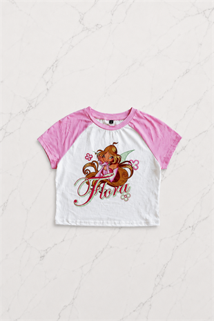 Flora Pembe Şort T-shirt Takım