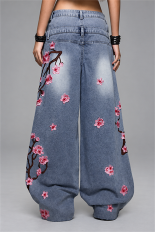 Flower Warriors Yıkamalı Jean Pantolon