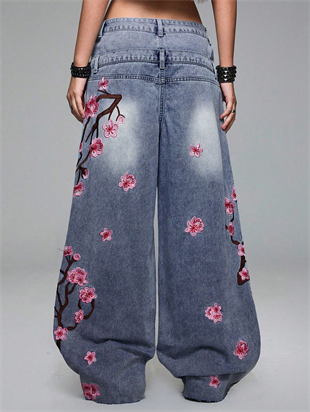 Flower Warriors Yıkamalı Jean Pantolon