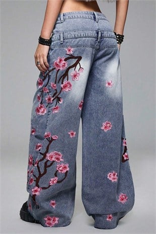 Flower Warriors Yıkamalı Jean Pantolon