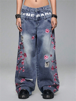 Flower Warriors Yıkamalı Jean Pantolon