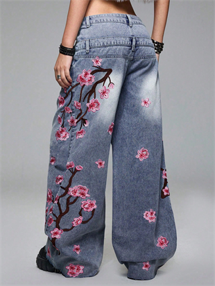 Flower Warriors Yıkamalı Jean Pantolon