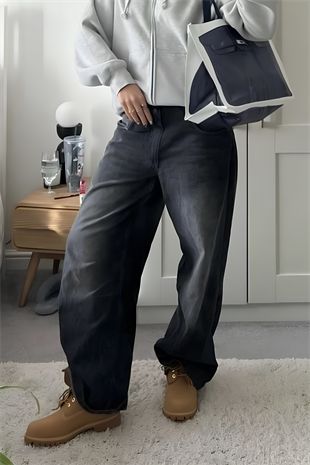 Füme Denim Salaş Pantolon